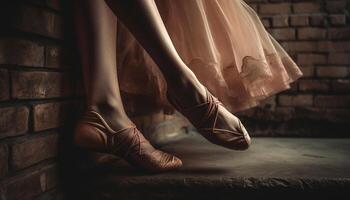 elegant ballet danser presteert Aan stadium sierlijk gegenereerd door ai foto