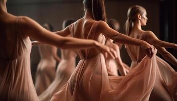 slank jong Dames beoefenen ballet met elegantie gegenereerd door ai foto