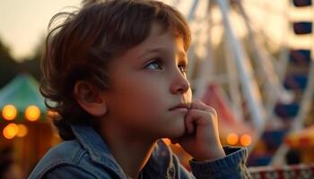 glimlachen jongens spelen buitenshuis, genieten van kinderjaren pret gegenereerd door ai foto