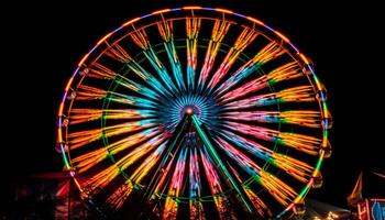 spinnen wiel van vreugde, levendig kleuren ontbranden gegenereerd door ai foto
