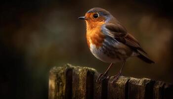 klein vogel neerstrijken Aan tak, het zingen zoet gegenereerd door ai foto