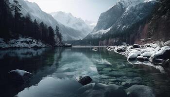 majestueus berg reeks weerspiegelt rustig blauw schoonheid gegenereerd door ai foto