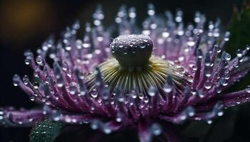 single Purper wilde bloemen met dauw druppels buitenshuis gegenereerd door ai foto