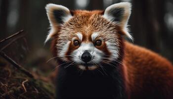 schattig klein zoogdier staren Bij camera buitenshuis gegenereerd door ai foto