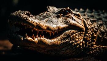 groot krokodil woest ogen doorboren de nacht gegenereerd door ai foto