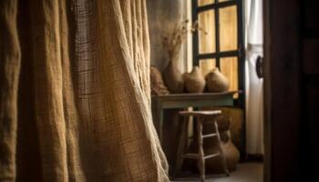 rustiek stoel in elegant leven kamer met oud fashioned decor gegenereerd door ai foto