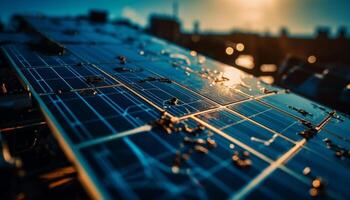 gitaar vaardigheid gloeit Aan stadium in populair muziek- concert Bij nacht gegenereerd door ai foto