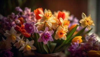 levendig multi gekleurde bloemen brengen schoonheid naar natuur lente weide gegenereerd door ai foto