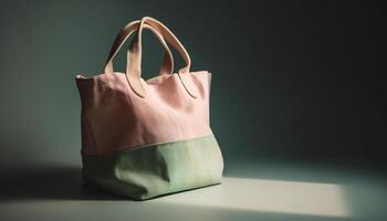 blauw leer handtas met glimmend gesp, perfect voor modern Dames gegenereerd door ai foto