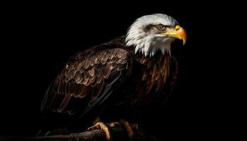 kaal adelaar neerstrijken, majestueus symbool van Amerikaans vrijheid en sterkte gegenereerd door ai foto