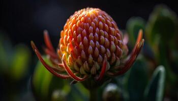 dichtbij omhoog van een multi gekleurde bloem hoofd vitrines natuurlijk schoonheid gegenereerd door ai foto