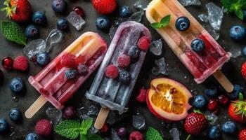 zomer toetje eigengemaakt BES sorbet met vers munt blad topping gegenereerd door ai foto