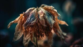 geel bloemblad Aan droog fabriek belichaamt schoonheid in natuur seizoenen gegenereerd door ai foto