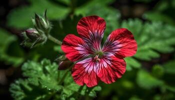 levendig hibiscus bloesem in formeel tuin vitrines schoonheid in natuur gegenereerd door ai foto