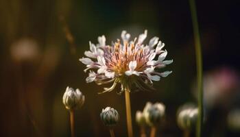 rustig wilde bloemen weide, bestuiving door insect, schoonheid in natuur gegenereerd door ai foto