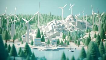 wind turbines genereren schoon elektriciteit voor duurzame macht levering gegenereerd door ai foto