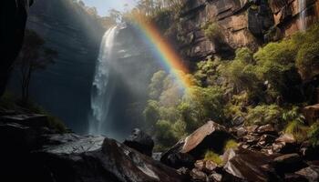 rustig tafereel van majestueus berg reeks met vloeiende water Golf gegenereerd door ai foto