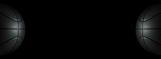 zwart basketbal Aan een zwart achtergrond panorama of vrij ruimte foto