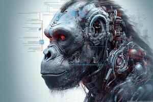 gorilla aap aap cyborg dier illustratie generatief ai foto