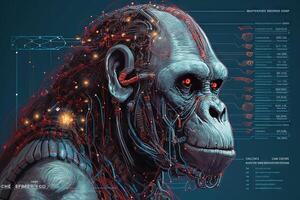 gorilla aap aap cyborg dier illustratie generatief ai foto