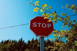 stop verkeerslicht op straat foto