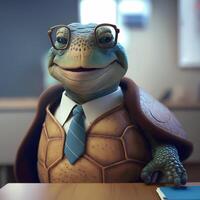 schildpad slijtage gekleed een zakenman ai gegenereerd foto