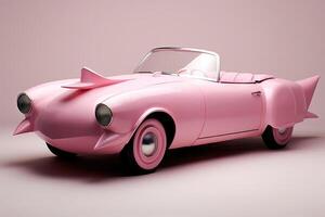 roze flamingo luxe futuristische converteerbaar sport auto illustratie generatief ai foto