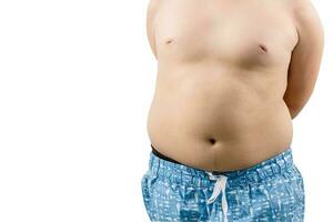 een jongen dik zwaarlijvigheid wit achtergrond foto