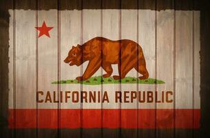 Californië republiek vlag Aan hout foto