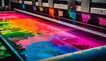 levendig kleuren van verf spatten Aan papier, een creatief meesterwerk gegenereerd door ai foto