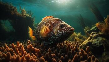 kleurrijk rif krioelt met zee leven in de caraïben wateren gegenereerd door ai foto