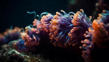 kleurrijk onderwater- wereld natuurlijk schoonheid, neteldieren, zout water vis, en koraal gegenereerd door ai foto