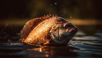 onderwater- schoonheid in natuur dichtbij omhoog van multi gekleurde vis mond gegenereerd door ai foto