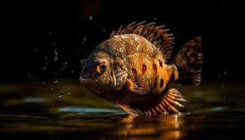 multi gekleurde vis zwemmen in tropisch onderwater- schoonheid in natuur gegenereerd door ai foto