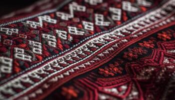 geweven wol kilim tapijt een kleurrijk tapijtwerk van inheems cultuur generatief ai foto