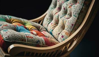 comfortabel leven kamer met multi gekleurde kussens en antiek decoraties gegenereerd door ai foto