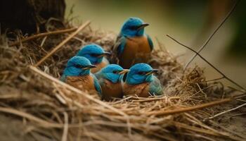 klein schattig vogel neerstrijken Aan Afdeling in dieren in het wild reserveren gegenereerd door ai foto