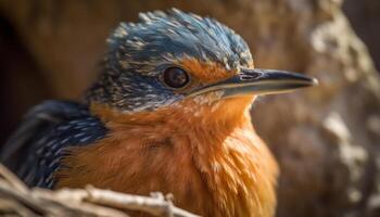 geel bek, multi gekleurde veerkracht, neerstrijken havik, op zoek Bij camera gegenereerd door ai foto