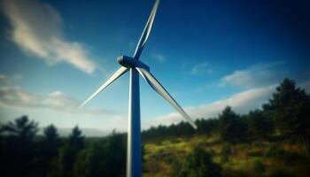 wind turbine draaien, genereren duurzame energie voor landelijk industrie ontwikkeling gegenereerd door ai foto