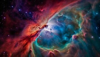 heelal majestueus spiraal creëert een helder ster veld- landschap gegenereerd door ai foto