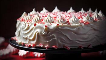zoet viering toetje eigengemaakt verjaardag taart met geslagen room suikerglazuur gegenereerd door ai foto