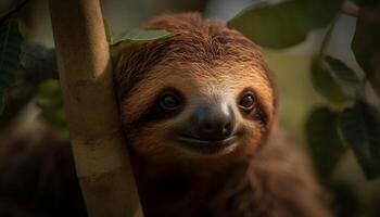 schattig lemur op zoek Bij camera met selectief focus Aan voorgrond gegenereerd door ai foto