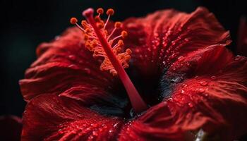 levendig gerbera madeliefje, nat met dauw, een geschenk van liefde gegenereerd door ai foto