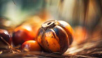 rijp pompoen en vers groenten versieren de herfst tafel buitenshuis gegenereerd door ai foto