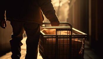 gezond volwassenen buying boodschappen Bij een kleinhandel op te slaan in de stad gegenereerd door ai foto