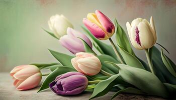 tulp bloesem natuur geschenk levendig kleuren vers schoonheid gegenereerd door ai foto