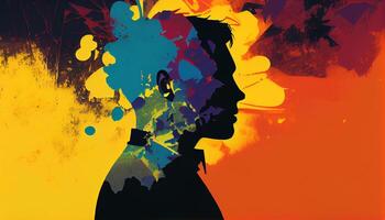 abstract silhouet mannen inspireren creativiteit in grunge backdrop ,generatief ai foto