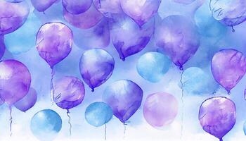 blauw en Purper ballonnen helium patroon ,generatief ai foto