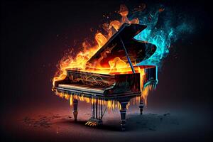 piano Aan brand prestatie Aan abstract backdrop ,generatief ai foto