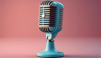 microfoon Aan chroom staan in opname studio ,generatief ai foto